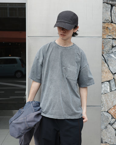 ANACHRONORM ピグメントダイ ポケット 半袖Tシャツ ブラック | 特殊顔料染め コットン天竺 オリジナルカラー 日本製