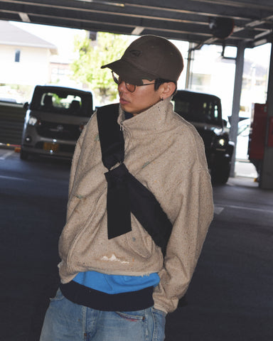 AN320 DAMAGED TWEED DRIZZLER JACKET BEIGE