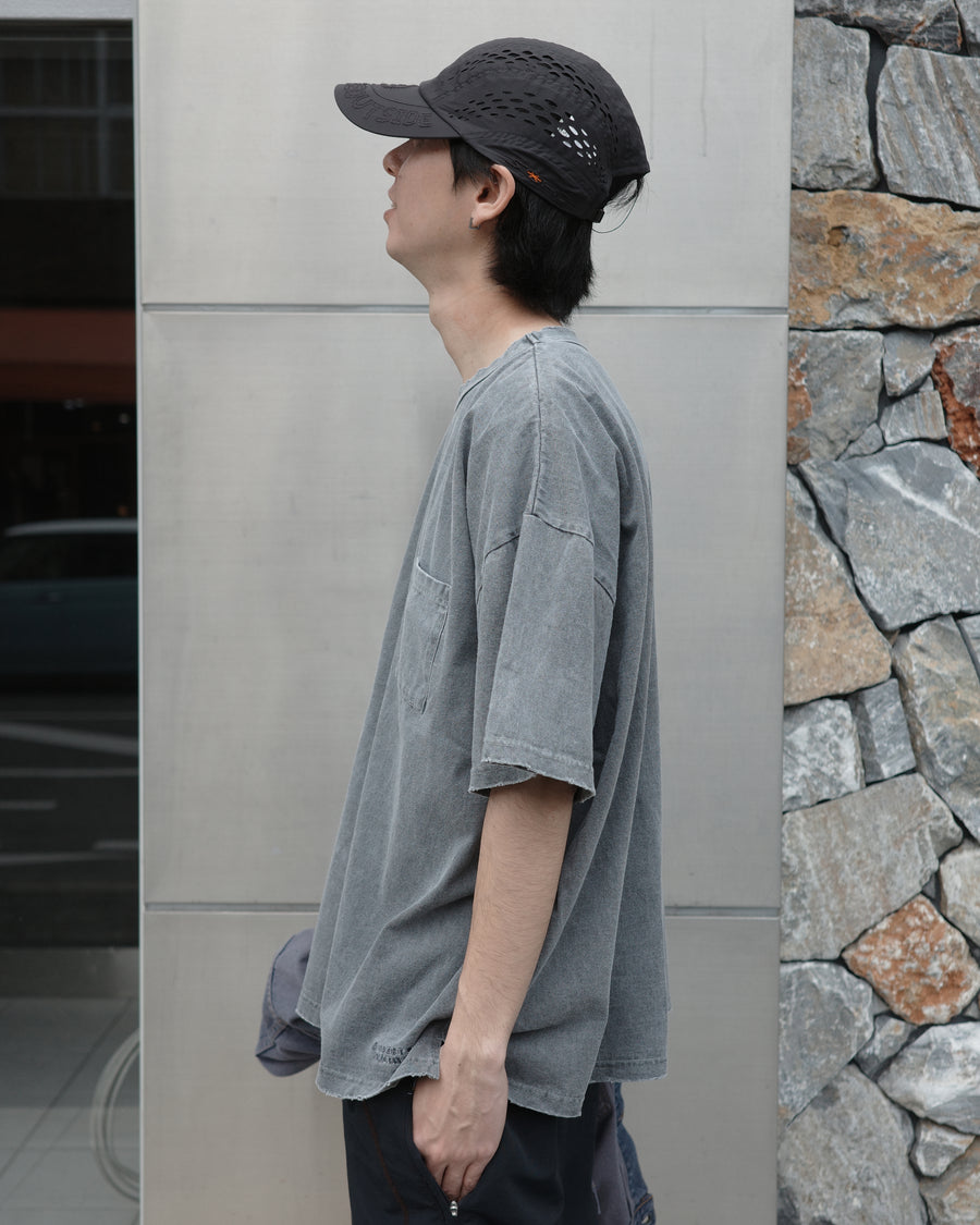 ANACHRONORM ピグメントダイ ポケット 半袖Tシャツ ブラック | 特殊顔料染め コットン天竺 オリジナルカラー 日本製