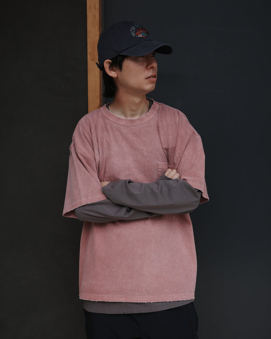 ANACHRONORM ピグメントダイ ポケット 半袖Tシャツ レッド | 特殊顔料染め コットン天竺 オリジナルカラー 日本製