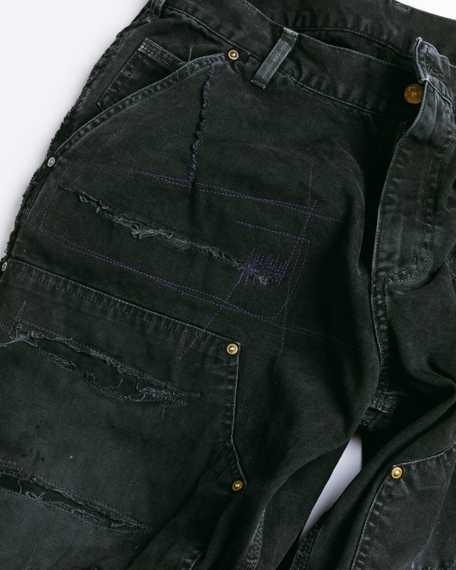 FIFTH ＋ ANACHRONORM  Ripped Double Knee Pants BLACK