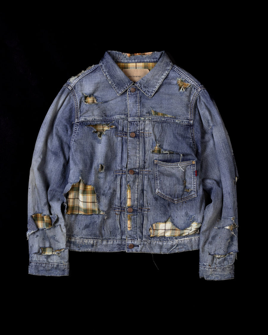 ANACHRONORM / CHECK COMBI DENIM JACKET - INDIGO(REMAKE)