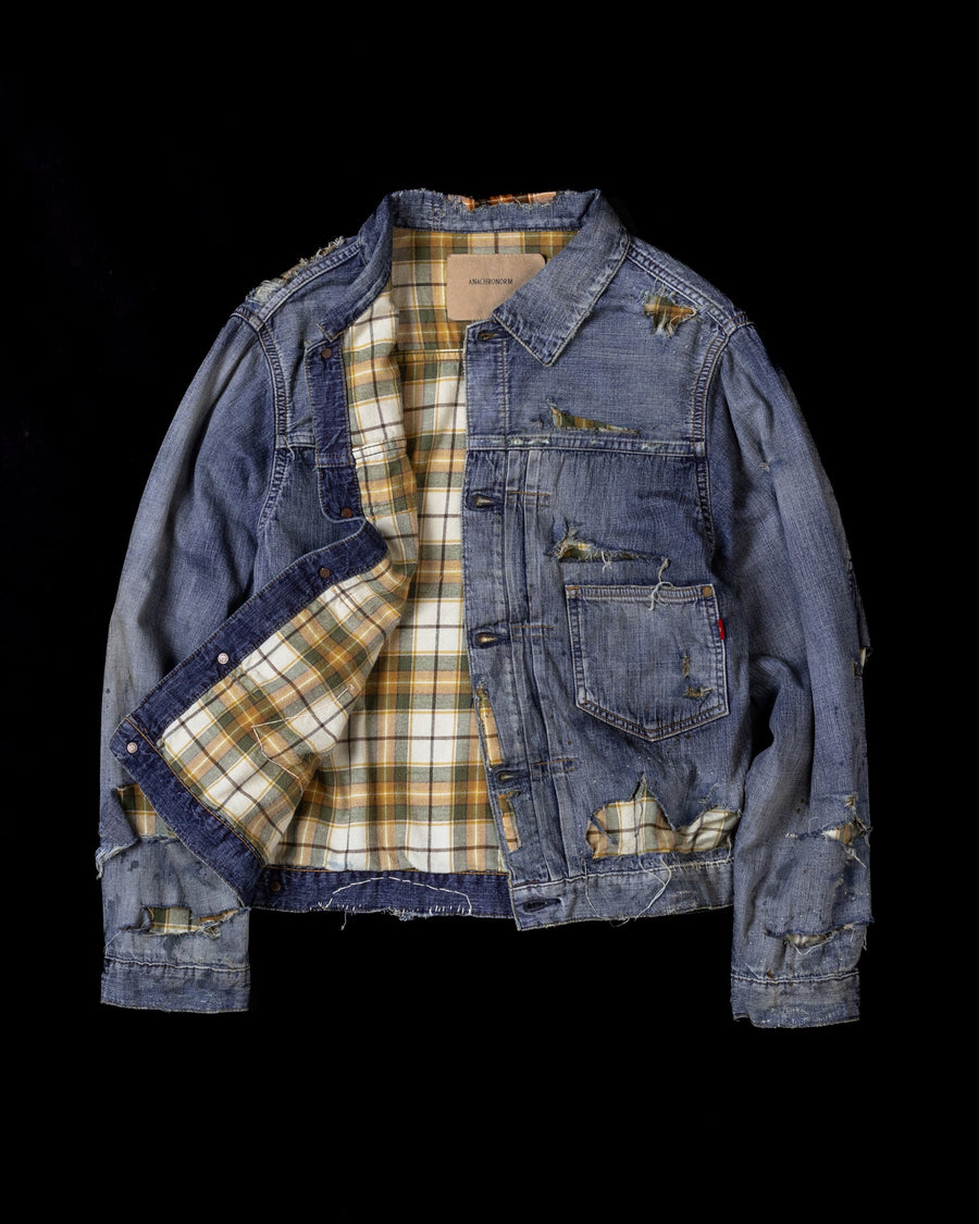 ANACHRONORM / CHECK COMBI DENIM JACKET - INDIGO(REMAKE)
