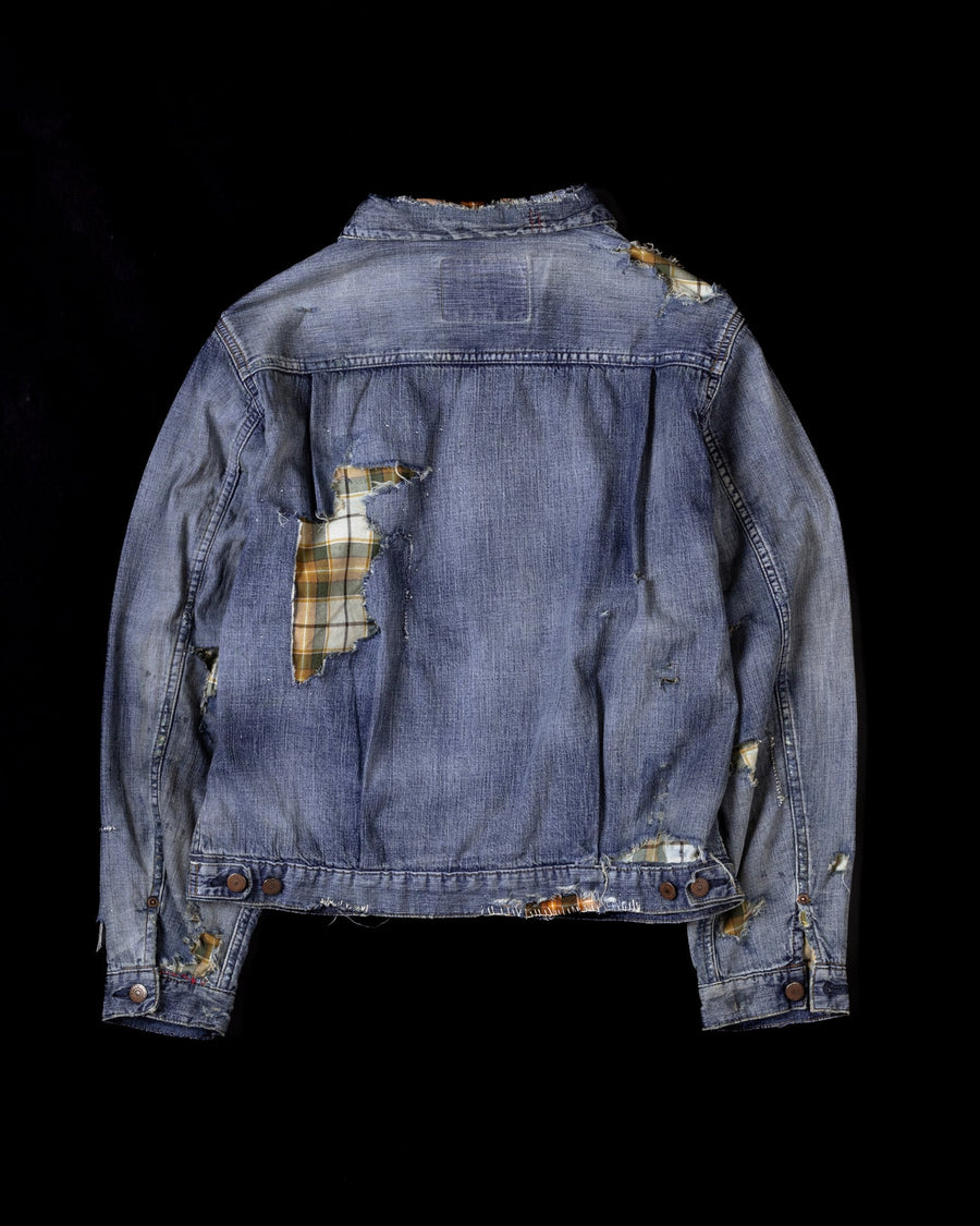 ANACHRONORM / CHECK COMBI DENIM JACKET - INDIGO(REMAKE)