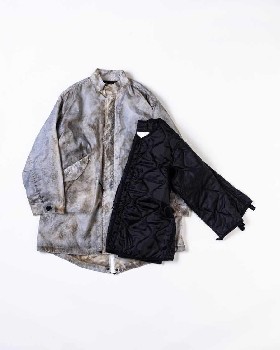 AN321 DIRTPAINT NYLON MODS COAT WHITE