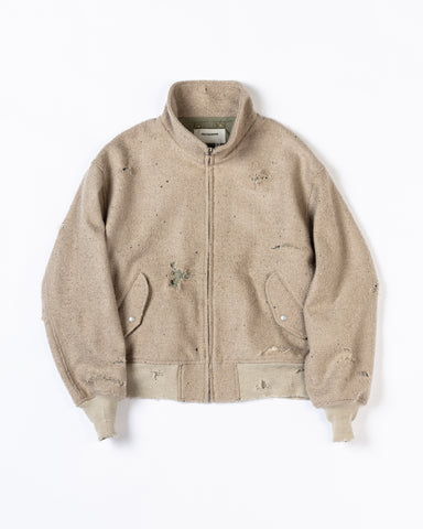 AN320 DAMAGED TWEED DRIZZLER JACKET BEIGE