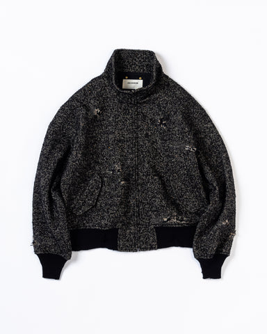 AN320 DAMAGED TWEED DRIZZLER JACKET BLACK