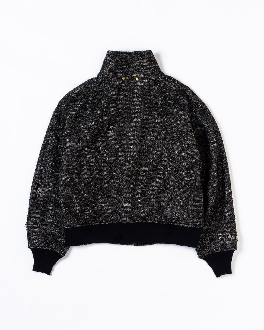 AN320 DAMAGED TWEED DRIZZLER JACKET BLACK