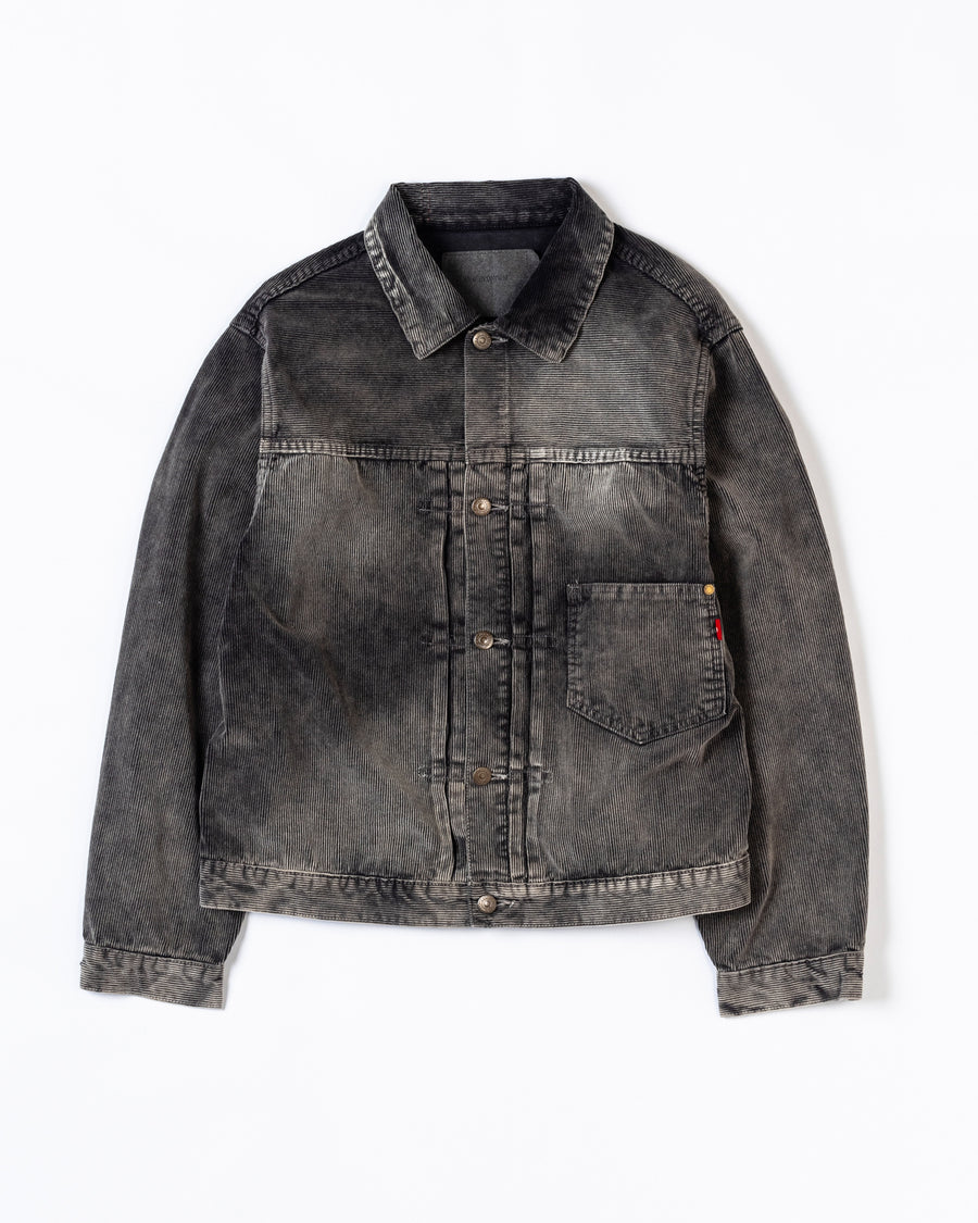 AN324-W SULFUR DYED CORDUROY FRONT TUCK JACKET SULFUR BLACK