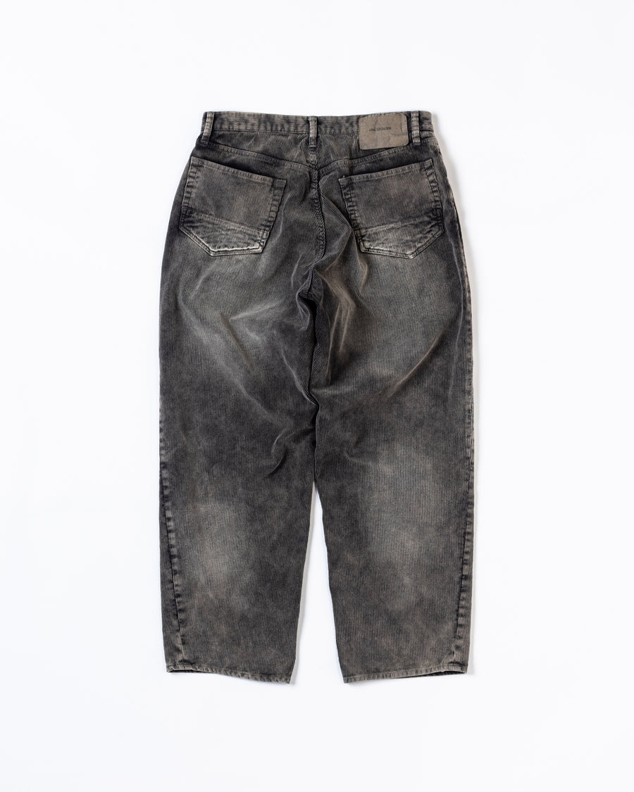 AN325-W SULFUR DYED CORDUROY 5P WIDE PANTS SULFUR BLACK