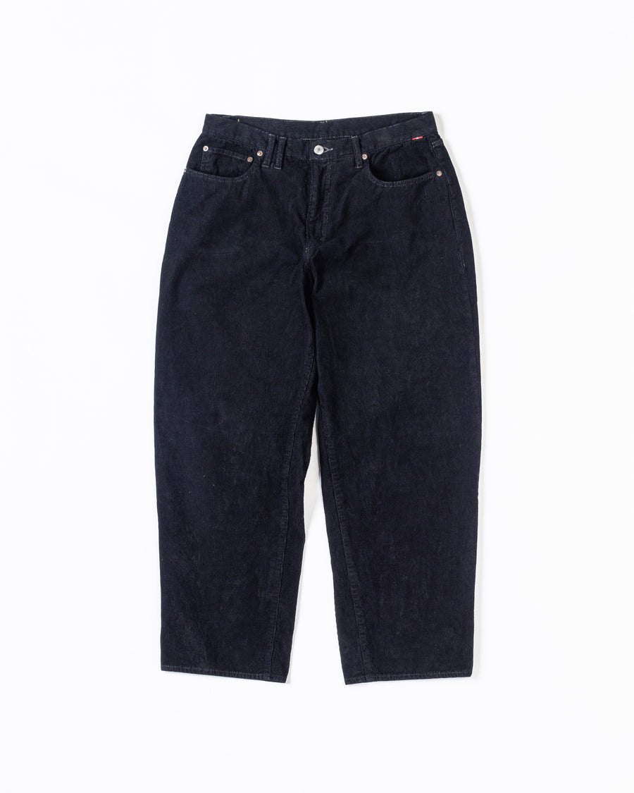 AN325 SULFUR DYED CORDUROY 5P WIDE PANTS SULFUR BLACK