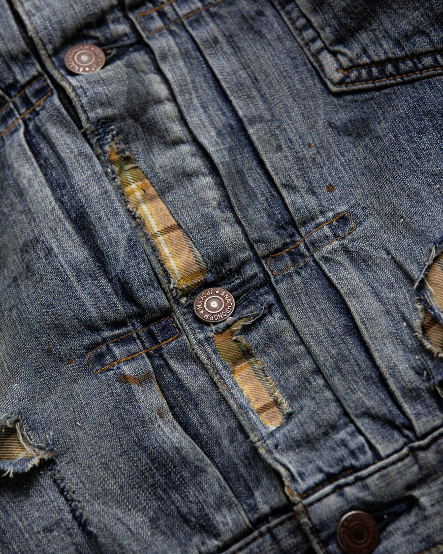 AN332-R CHEAK COMBI DENIM JACKET INDIGO(REMAKE)