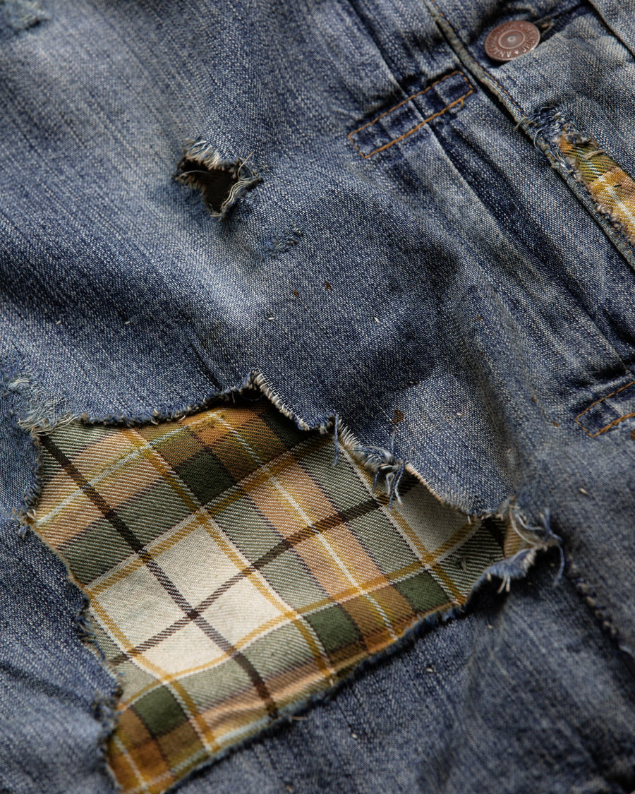 ANACHRONORM / CHECK COMBI DENIM JACKET - INDIGO(REMAKE)