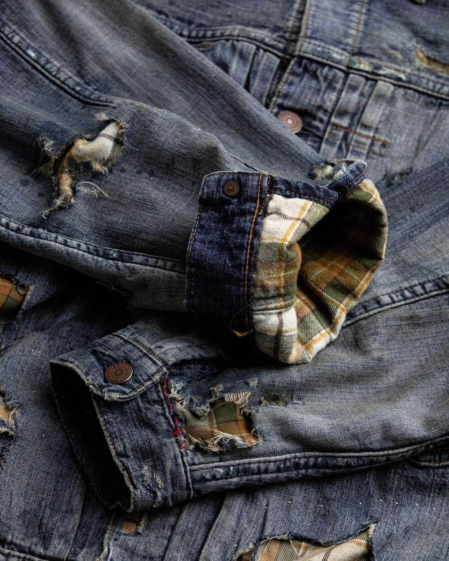 ANACHRONORM / CHECK COMBI DENIM JACKET - INDIGO(REMAKE)