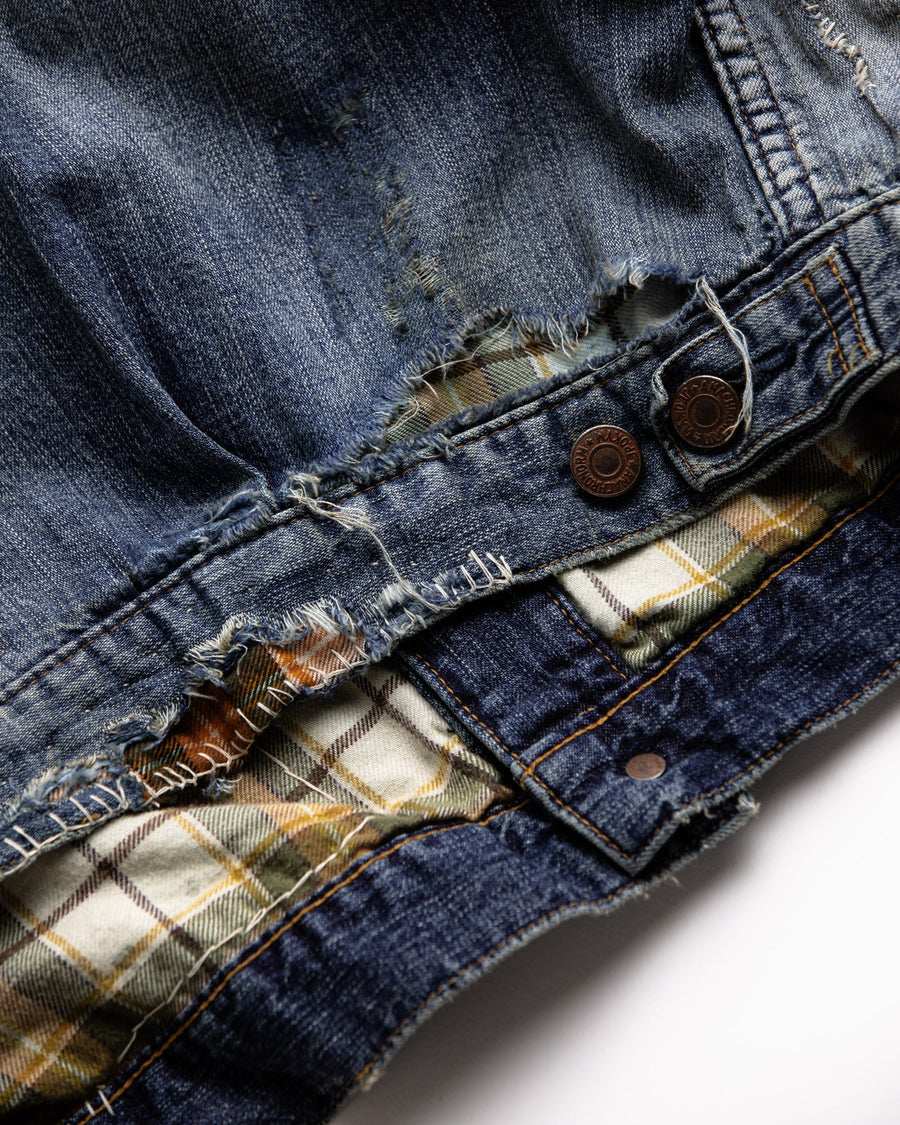 ANACHRONORM / CHECK COMBI DENIM JACKET - INDIGO(REMAKE)