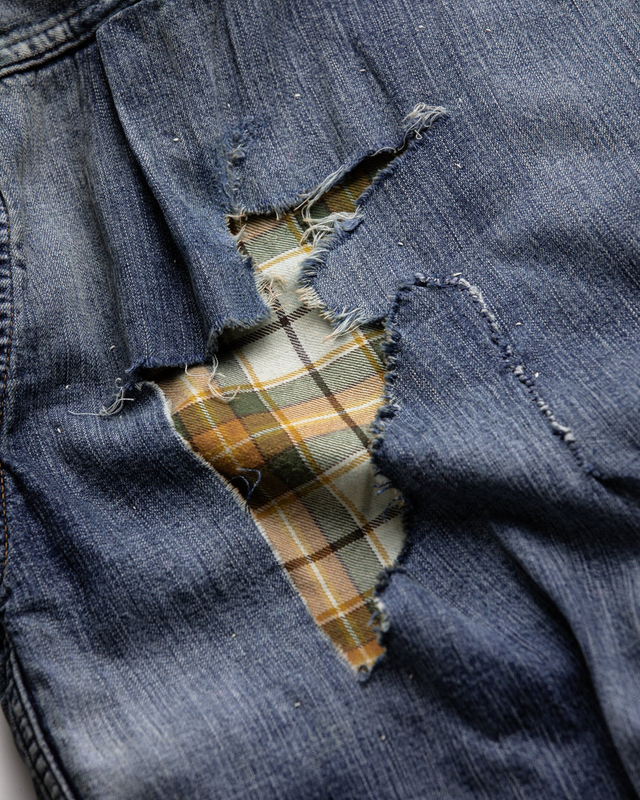ANACHRONORM / CHECK COMBI DENIM JACKET - INDIGO(REMAKE)