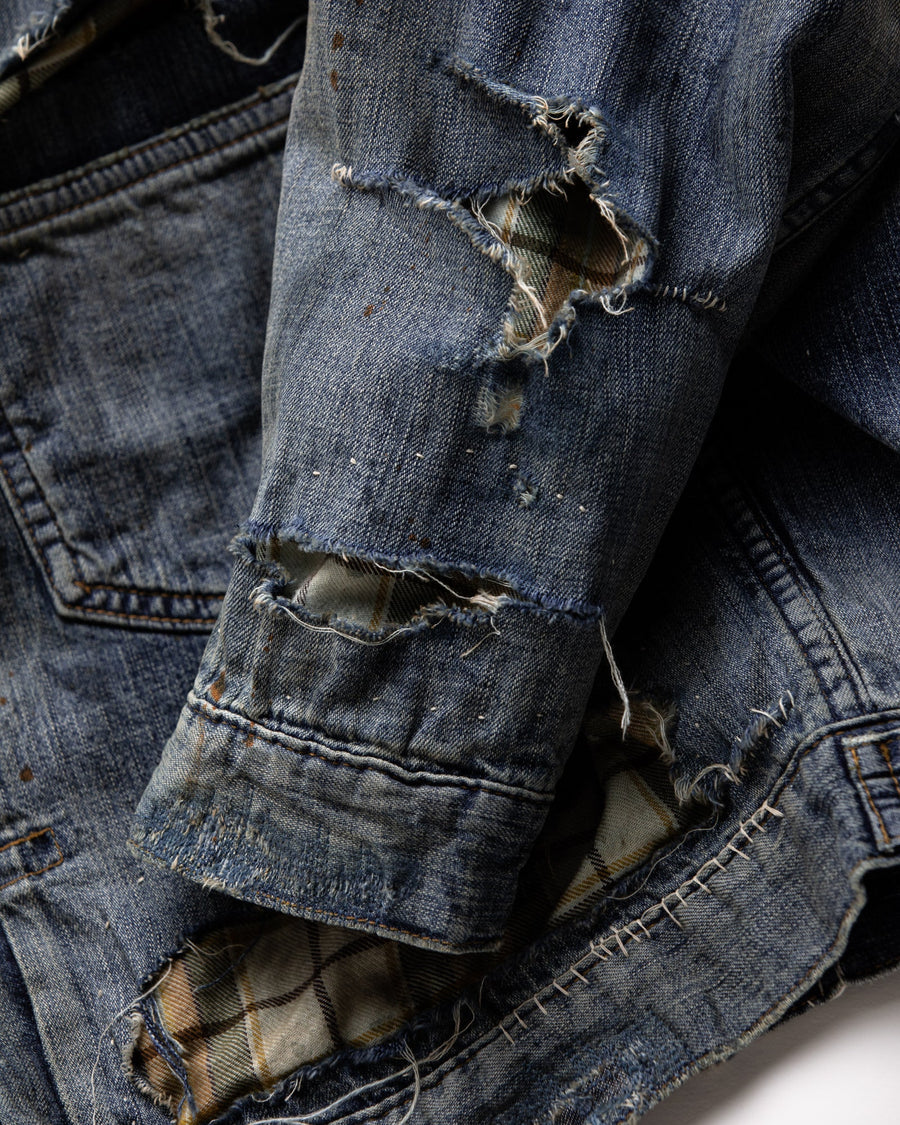 ANACHRONORM / CHECK COMBI DENIM JACKET - INDIGO(REMAKE)