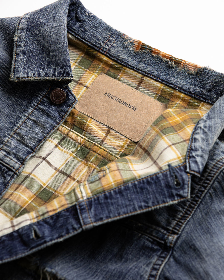 ANACHRONORM / CHECK COMBI DENIM JACKET - INDIGO(REMAKE)
