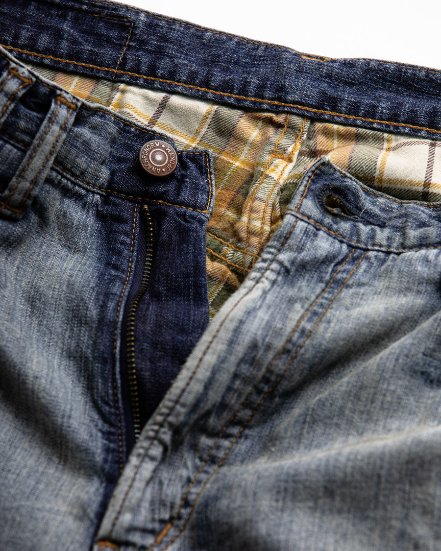 AN333-R CHEAK COMBI DENIM 5P PANTS INDIGO(REMAKE)