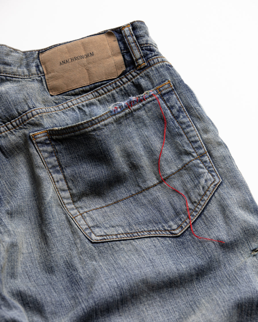 AN333-R CHEAK COMBI DENIM 5P PANTS INDIGO(REMAKE)