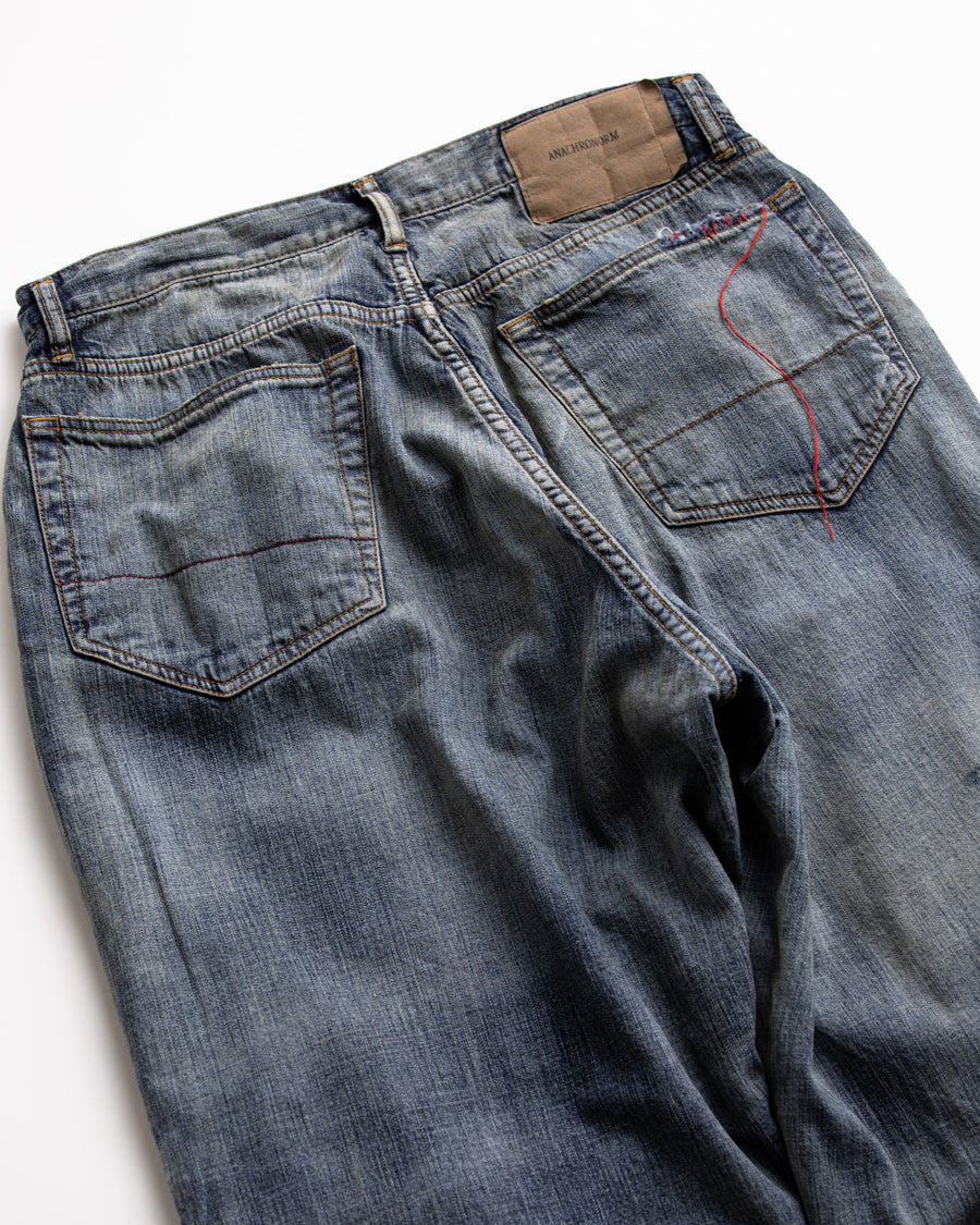 パンツ Frill-trim denim pants Drift Wave Ruffle Wide Leg Pants — Three Bird Nest