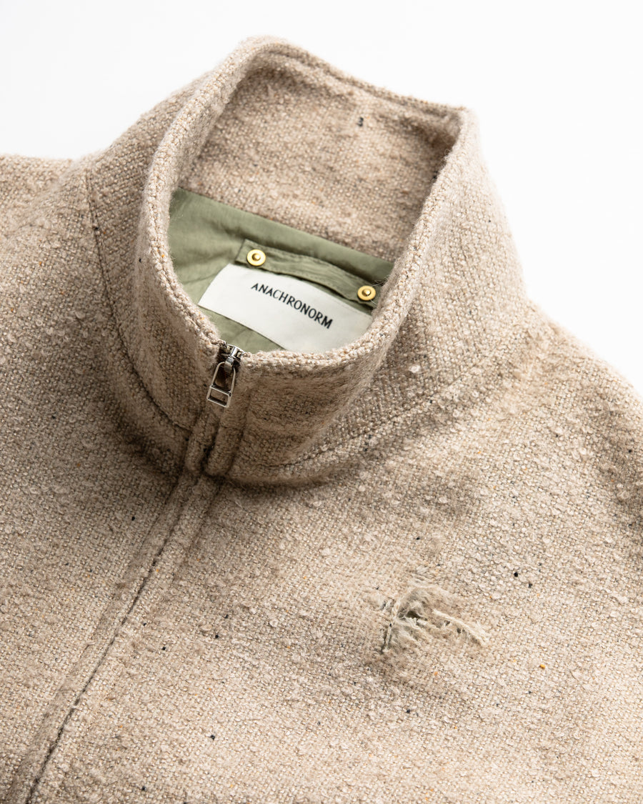 AN320 DAMAGED TWEED DRIZZLER JACKET BEIGE