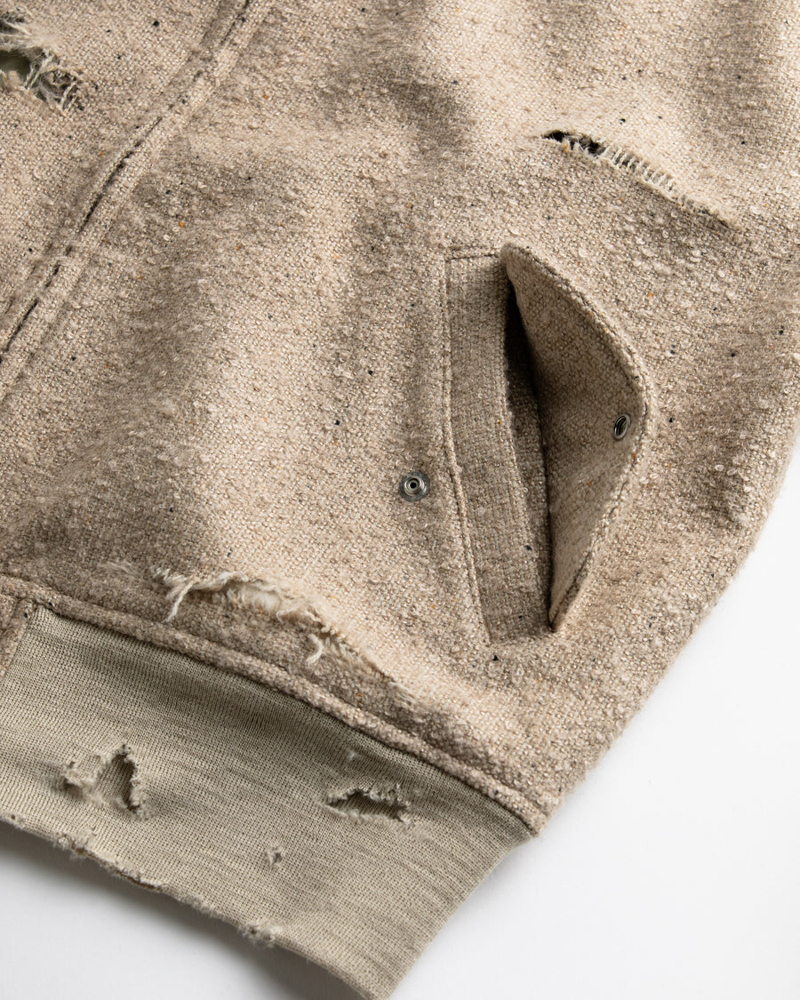 AN320 DAMAGED TWEED DRIZZLER JACKET BEIGE