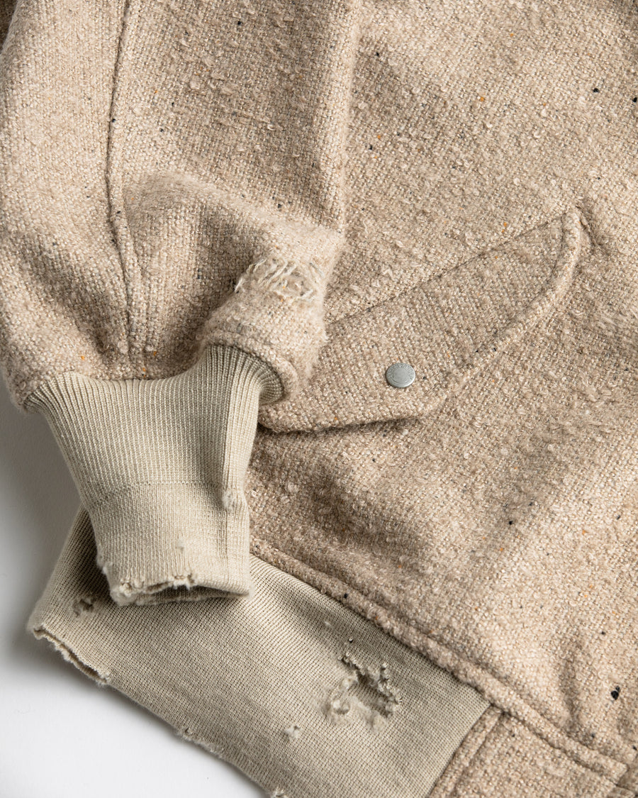 AN320 DAMAGED TWEED DRIZZLER JACKET BEIGE