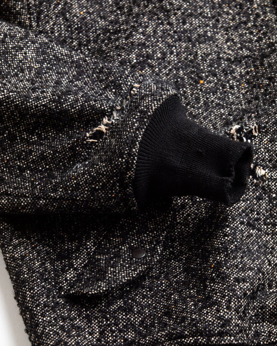 AN320 DAMAGED TWEED DRIZZLER JACKET BLACK