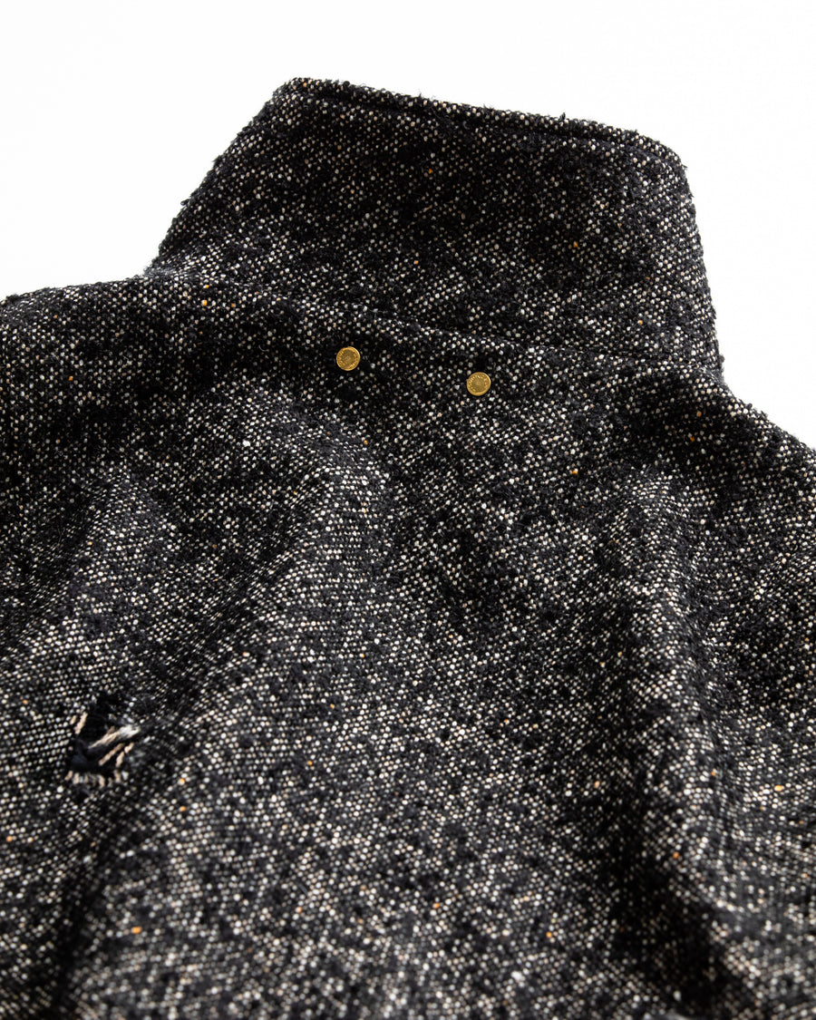 AN320 DAMAGED TWEED DRIZZLER JACKET BLACK