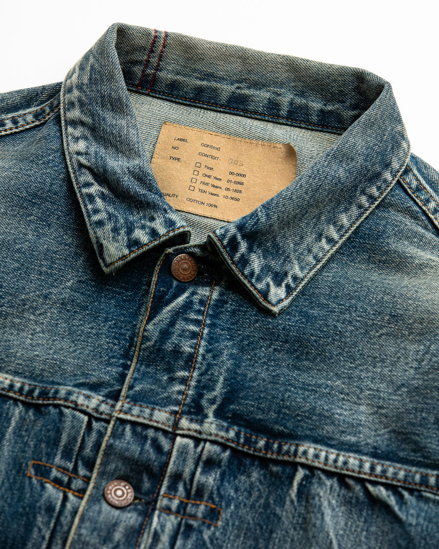 ANACHRONORM フロントタック デニムジャケット インディゴ 5年ウォッシュ | 12.5oz セルビッチデニム 70502XX 1stタイプ エイジング加工 アタリ 日本製