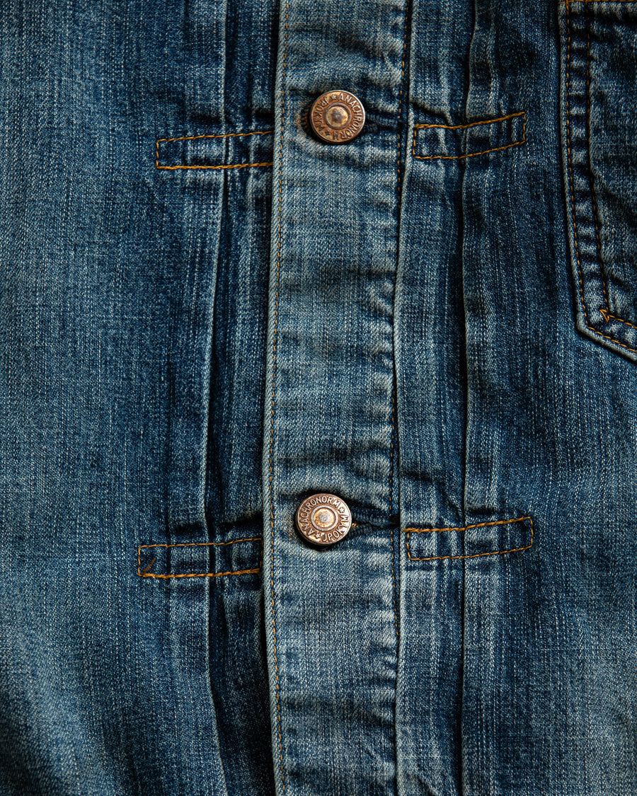 AN332-W CHEAK COMBI DENIM JACKET INDIGO(AGING)