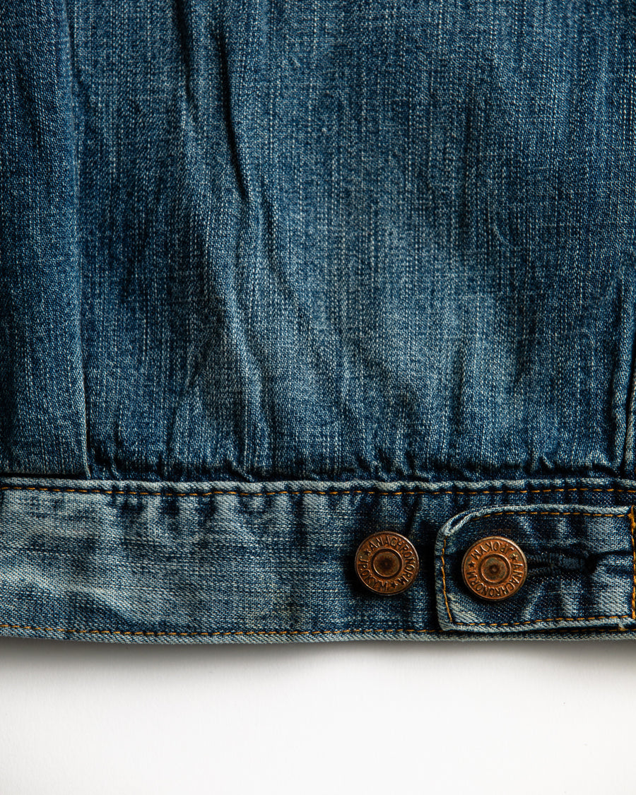 AN332-W CHEAK COMBI DENIM JACKET INDIGO(AGING)