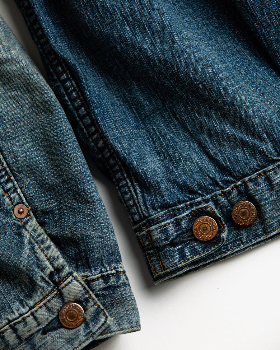 AN332-W CHEAK COMBI DENIM JACKET INDIGO(AGING)