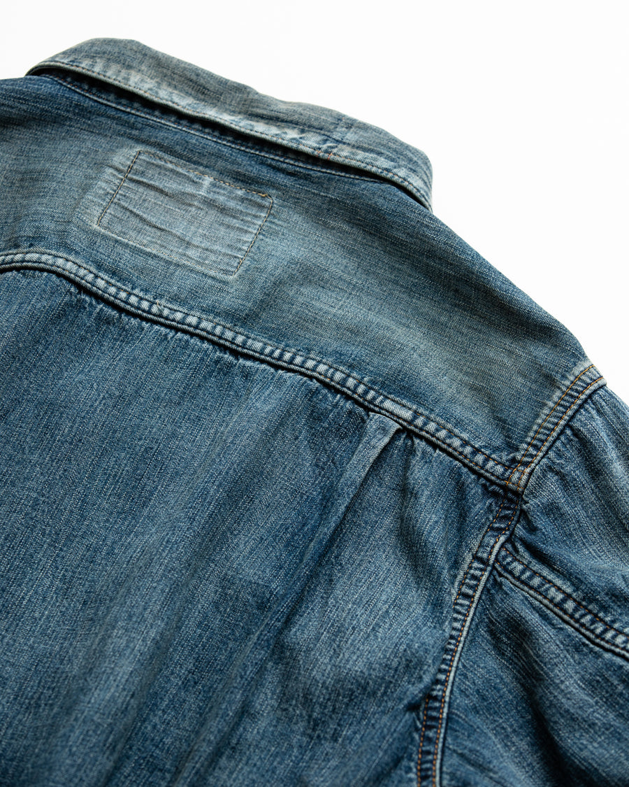AN332-W CHEAK COMBI DENIM JACKET INDIGO(AGING)