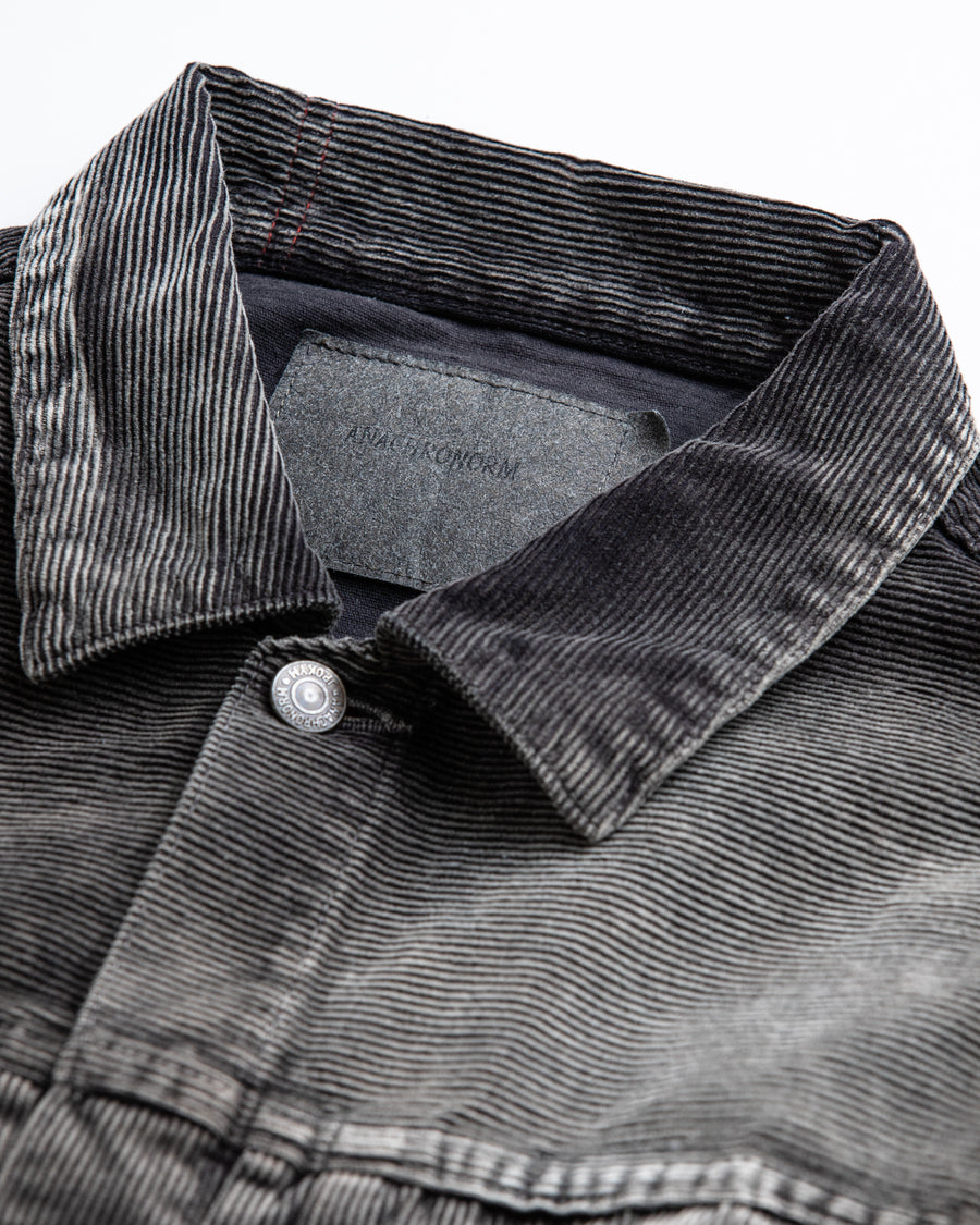 AN324-W SULFUR DYED CORDUROY FRONT TUCK JACKET SULFUR BLACK