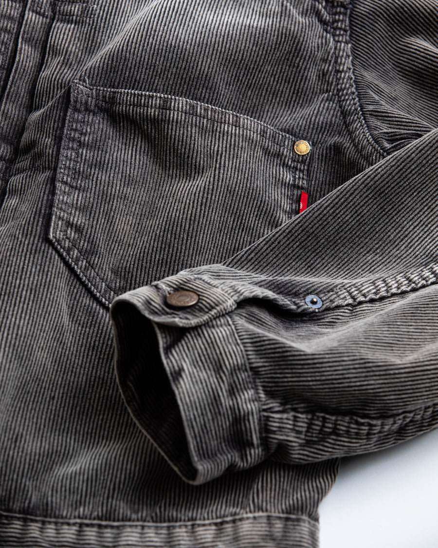 AN324-W SULFUR DYED CORDUROY FRONT TUCK JACKET SULFUR BLACK