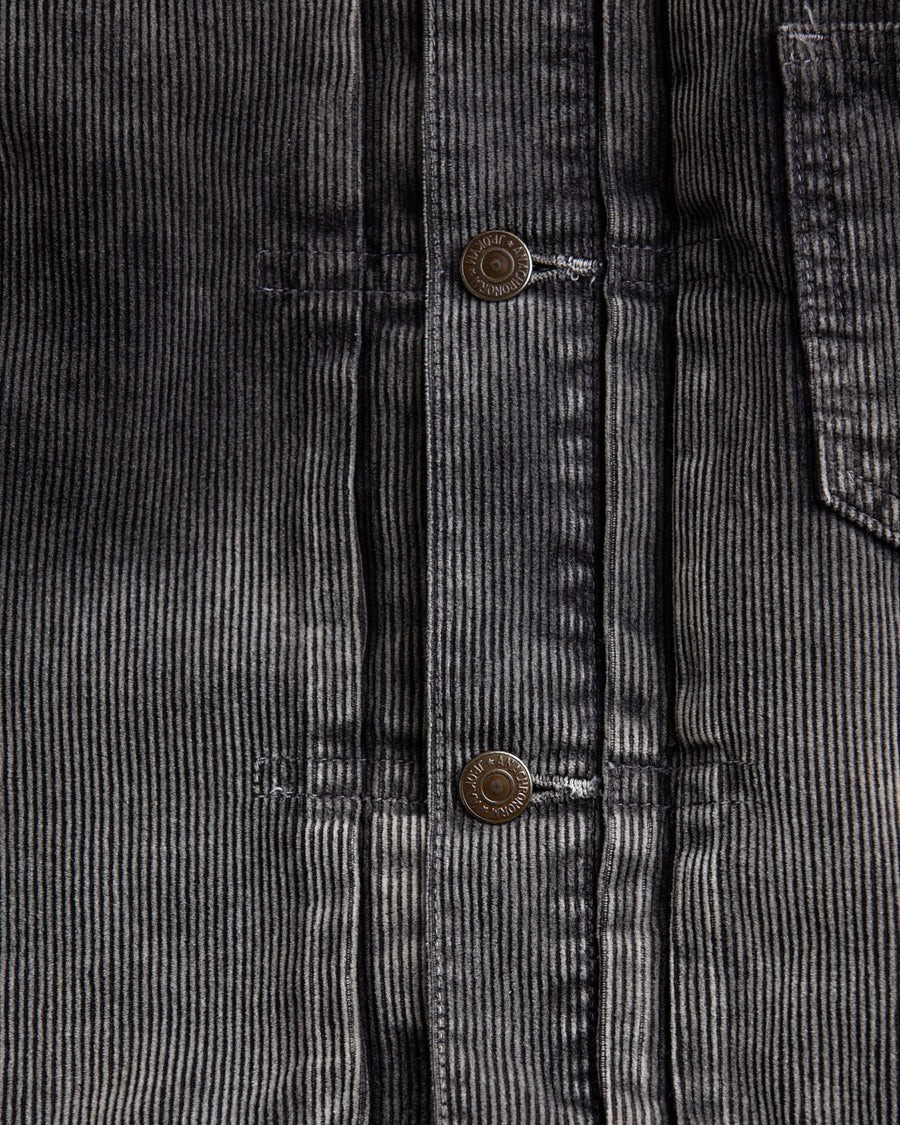 AN324-W SULFUR DYED CORDUROY FRONT TUCK JACKET SULFUR BLACK