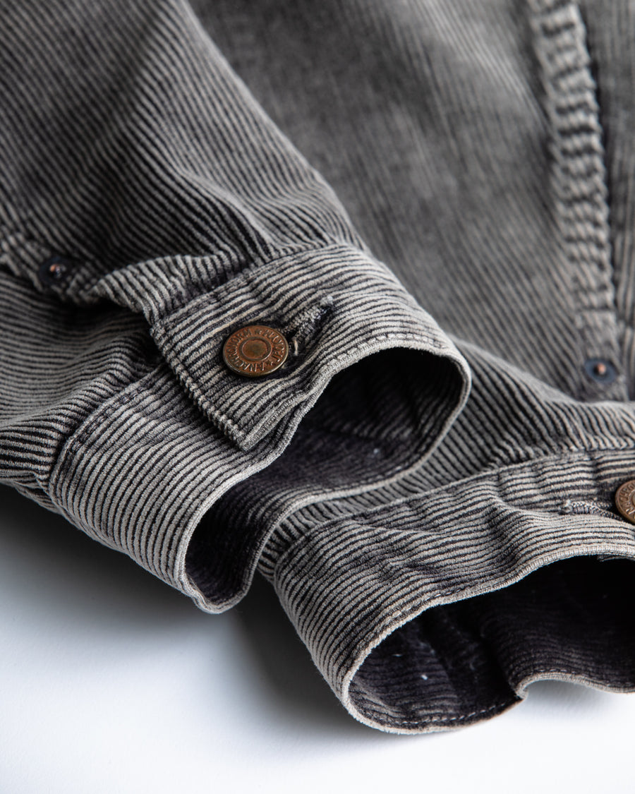 AN324-W SULFUR DYED CORDUROY FRONT TUCK JACKET SULFUR BLACK