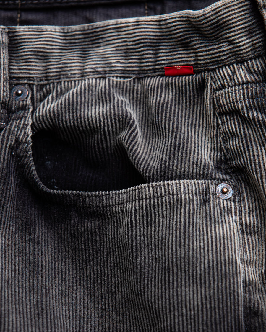 AN325-W SULFUR DYED CORDUROY 5P WIDE PANTS SULFUR BLACK