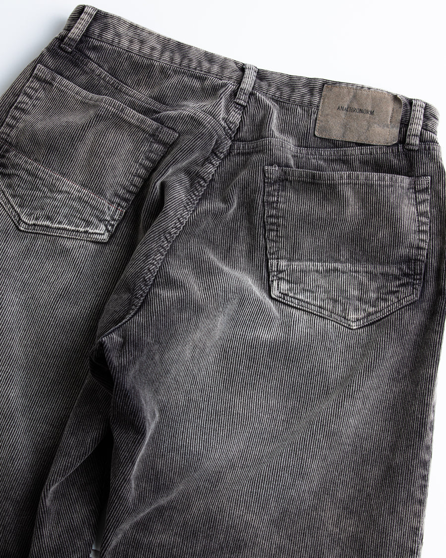 AN325-W SULFUR DYED CORDUROY 5P WIDE PANTS SULFUR BLACK