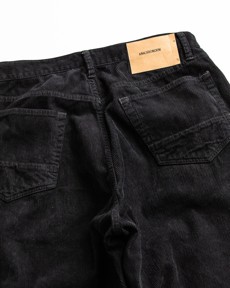 AN325 SULFUR DYED CORDUROY 5P WIDE PANTS SULFUR BLACK