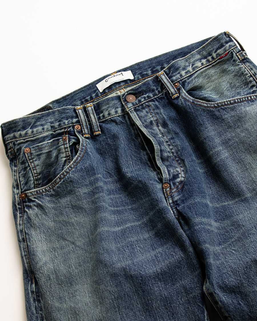 ANACHRONORM レギュラーテーパード 5Pパンツ インディゴ 5年ウォッシュ | 12.5oz セルビッチデニム エイジング加工 アタリ 日本製