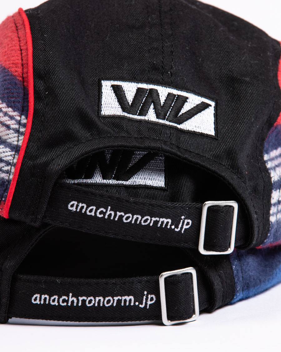 ANACHRONORM フランネル パネル ジェットキャップ ブルー | 20s×10s カツラギ ヘビーフランネル チェック サイドパネル切り替え 日本製