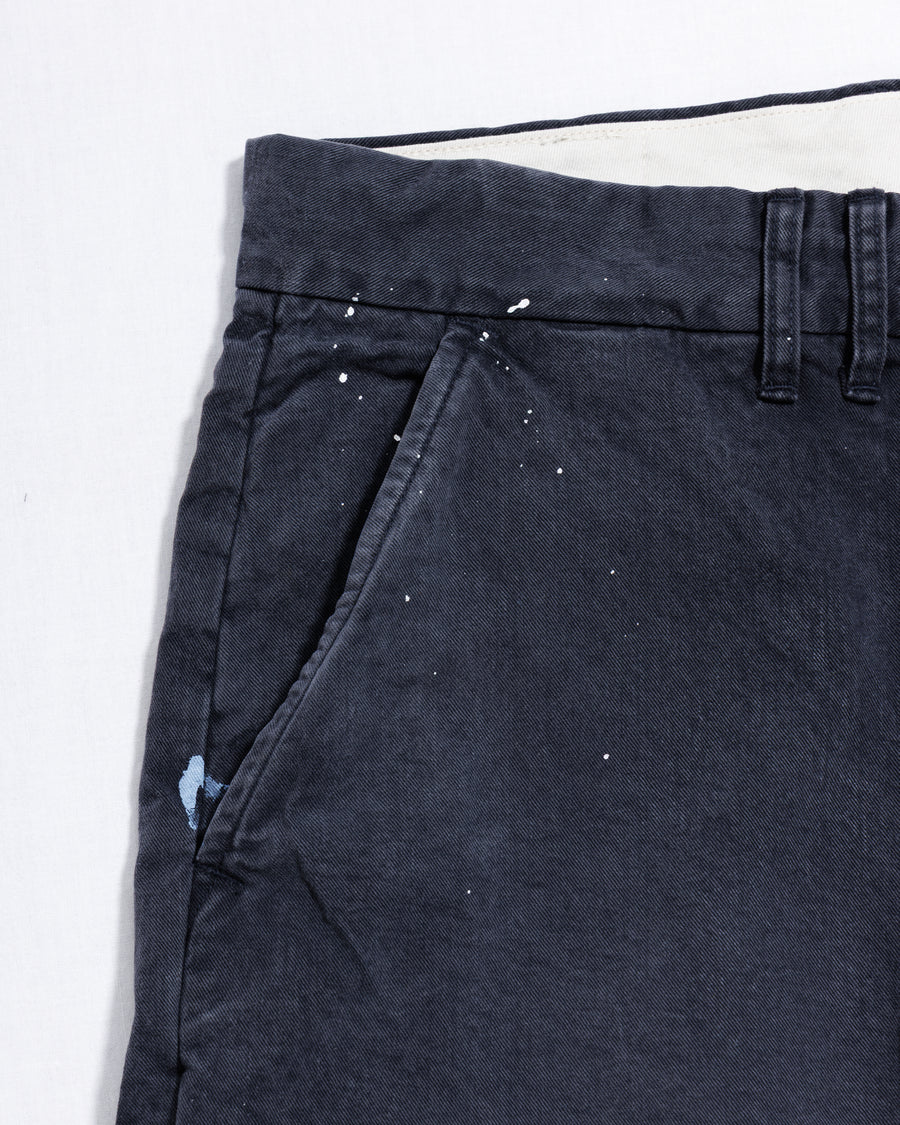 ANACHRONORM × SOULGOODS ペイント チノ トラウザーズ ネイビー | 硫化染めチノ 8.5oz ハンドペイント タイガーヘッドパッチ ワイドシルエット 職人手作業 一点一点 日本製