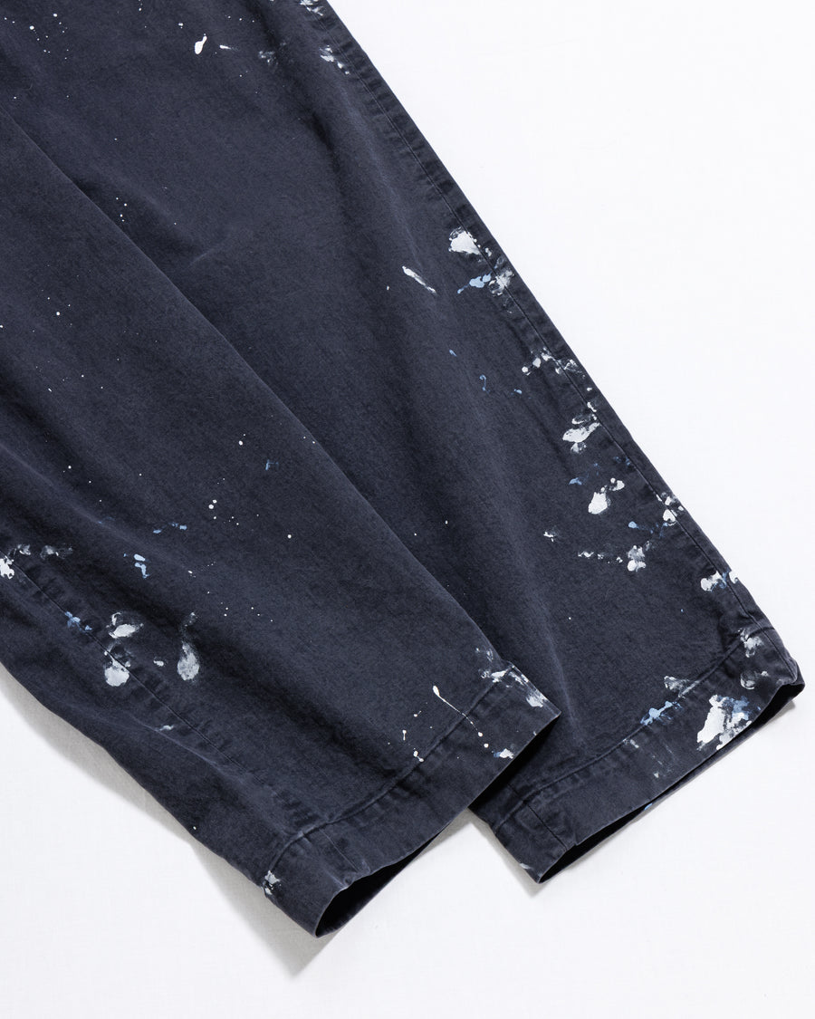 ANACHRONORM × SOULGOODS ペイント チノ トラウザーズ ネイビー | 硫化染めチノ 8.5oz ハンドペイント タイガーヘッドパッチ ワイドシルエット 職人手作業 一点一点 日本製