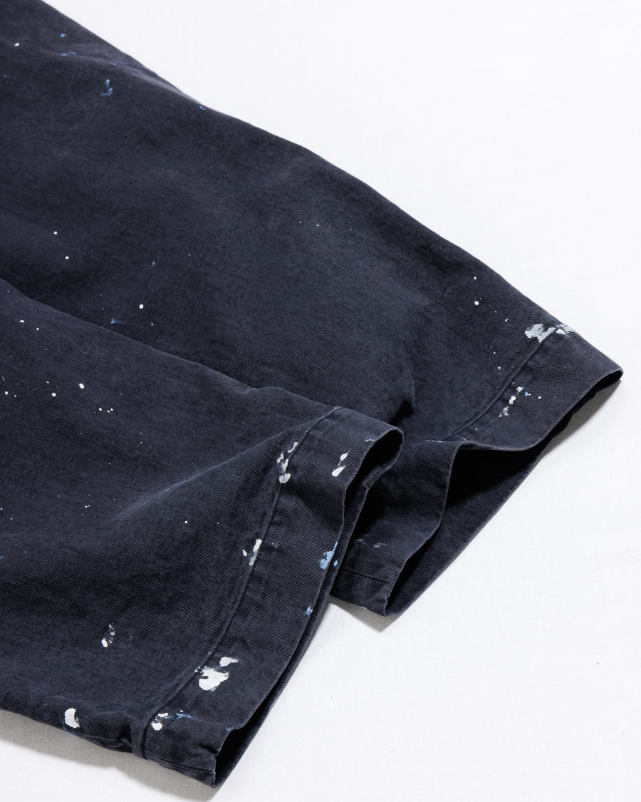 ANACHRONORM × SOULGOODS ペイント チノ トラウザーズ ネイビー | 硫化染めチノ 8.5oz ハンドペイント タイガーヘッドパッチ ワイドシルエット 職人手作業 一点一点 日本製