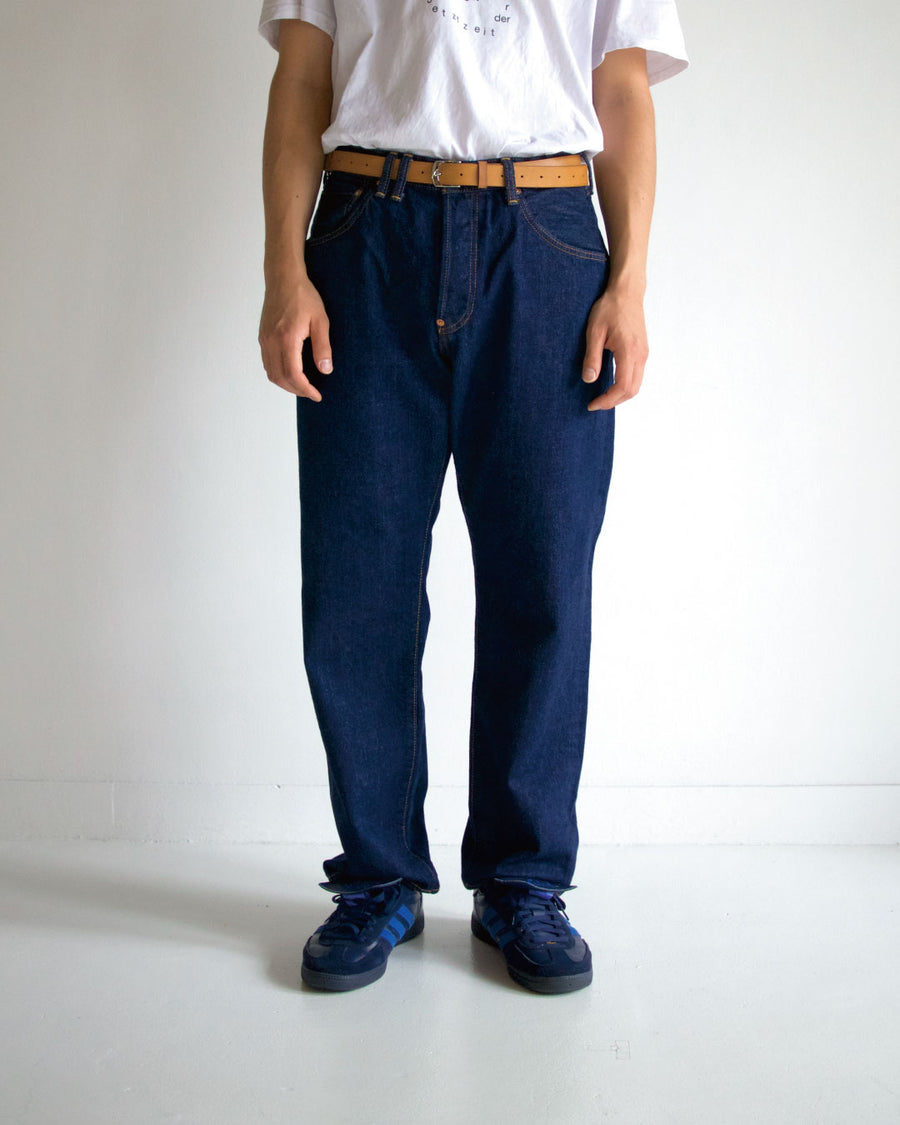 Anachronorm 日本製 デニム 34濃紺 L相当　レザーパッチ REGULAR TAPERED 5P PANTS INDIGO(ONE WASH) – ANACHRONORM