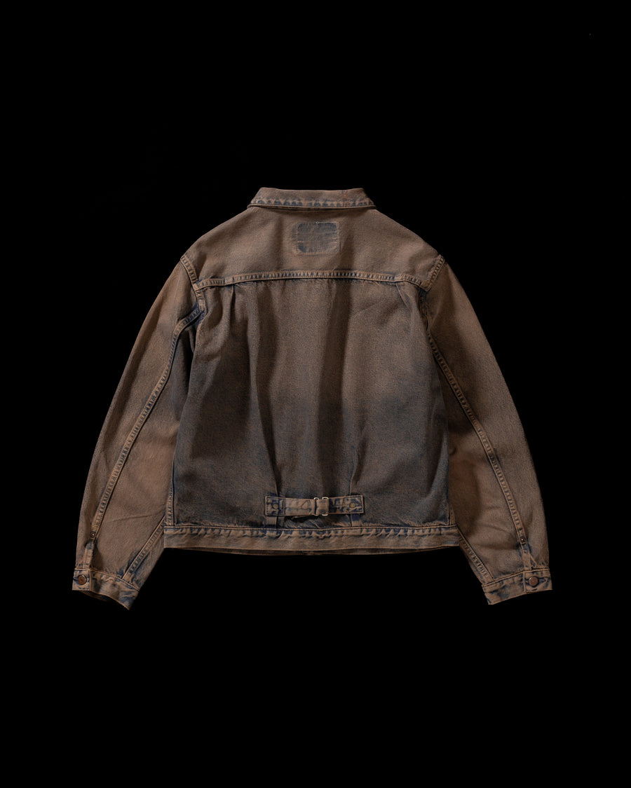 COLOR DYED FRONT TUCK DENIM JACKET TYPE2 INDIGO×BROWN – ANACHRONORM