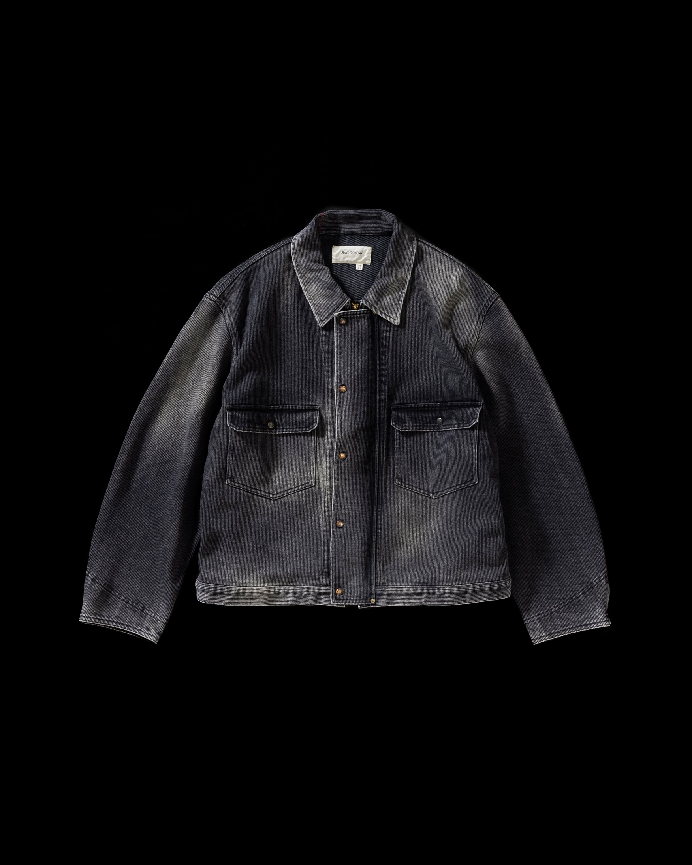 AN397-W AGING HEAVY PIQUE WORK JACKET BLACK (AGING)